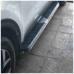 Side Steps Running Boards Nerf Bars Aluminum Rails Black with Blue Lines Version 4 for KIA Sportage 2019 to 2020