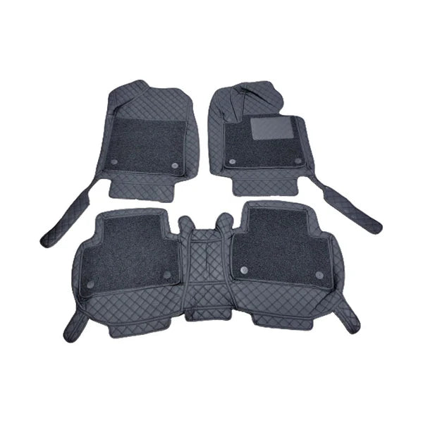 Kia Sorento 9D Floor Mats Mix Thread 3 Pcs 2021-2024 - - Black With Black Grass