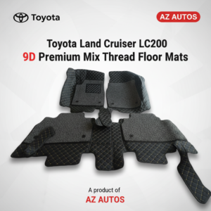 Toyota Land Cruiser LC200 9D Floor Mats 3 Pcs – Model 2016-2020 – Mix Thread Black With Grey Grass