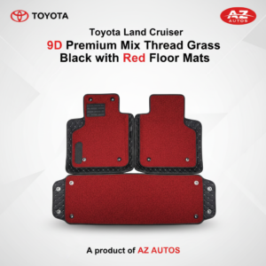 Toyota Land Cruiser 9D Floor Mats Mix Thread 3 Pcs (DM) 2015-2021 – Black With Red