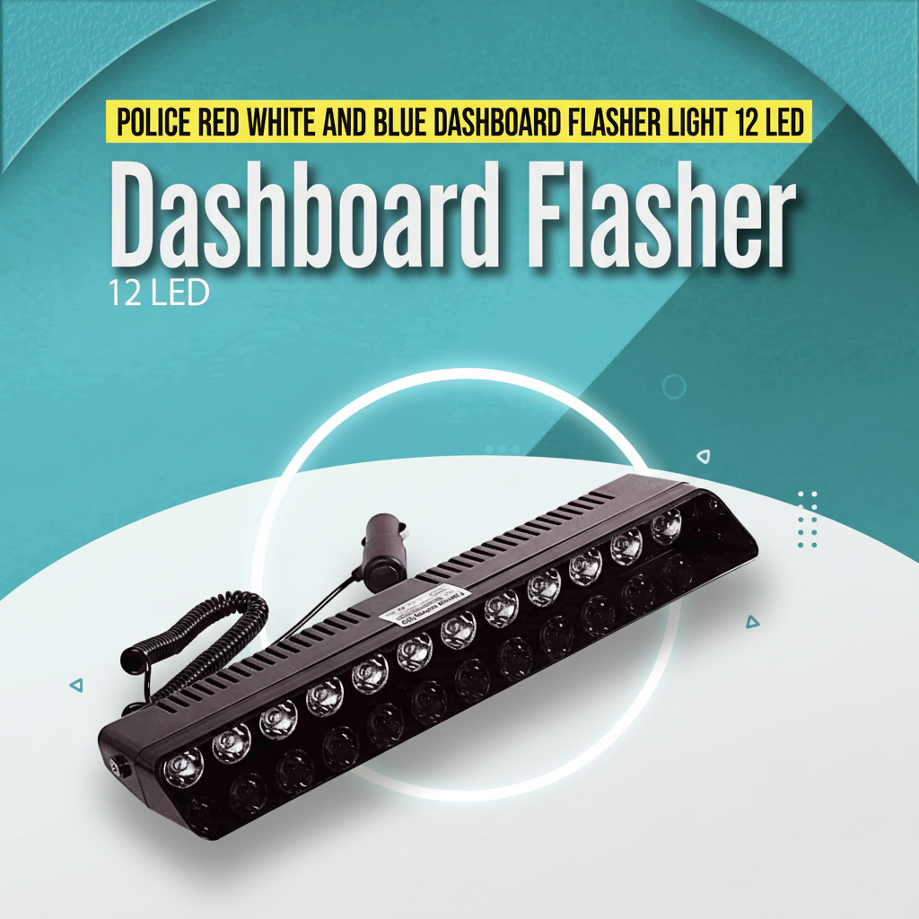 Police Red White And Blue Dashboard Flasher Light 12 LED