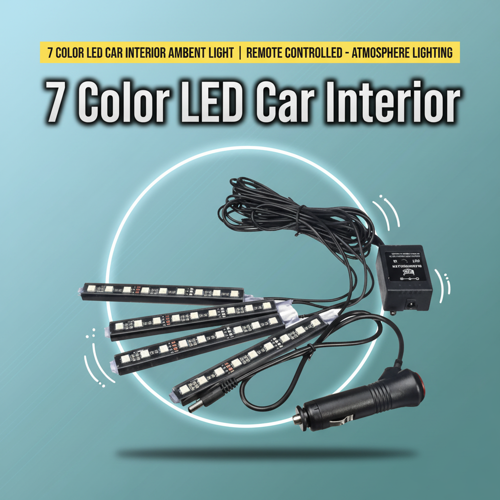7 Color LED Car Interior Ambient Light | Remote Controlled - Atmosphere Lighting