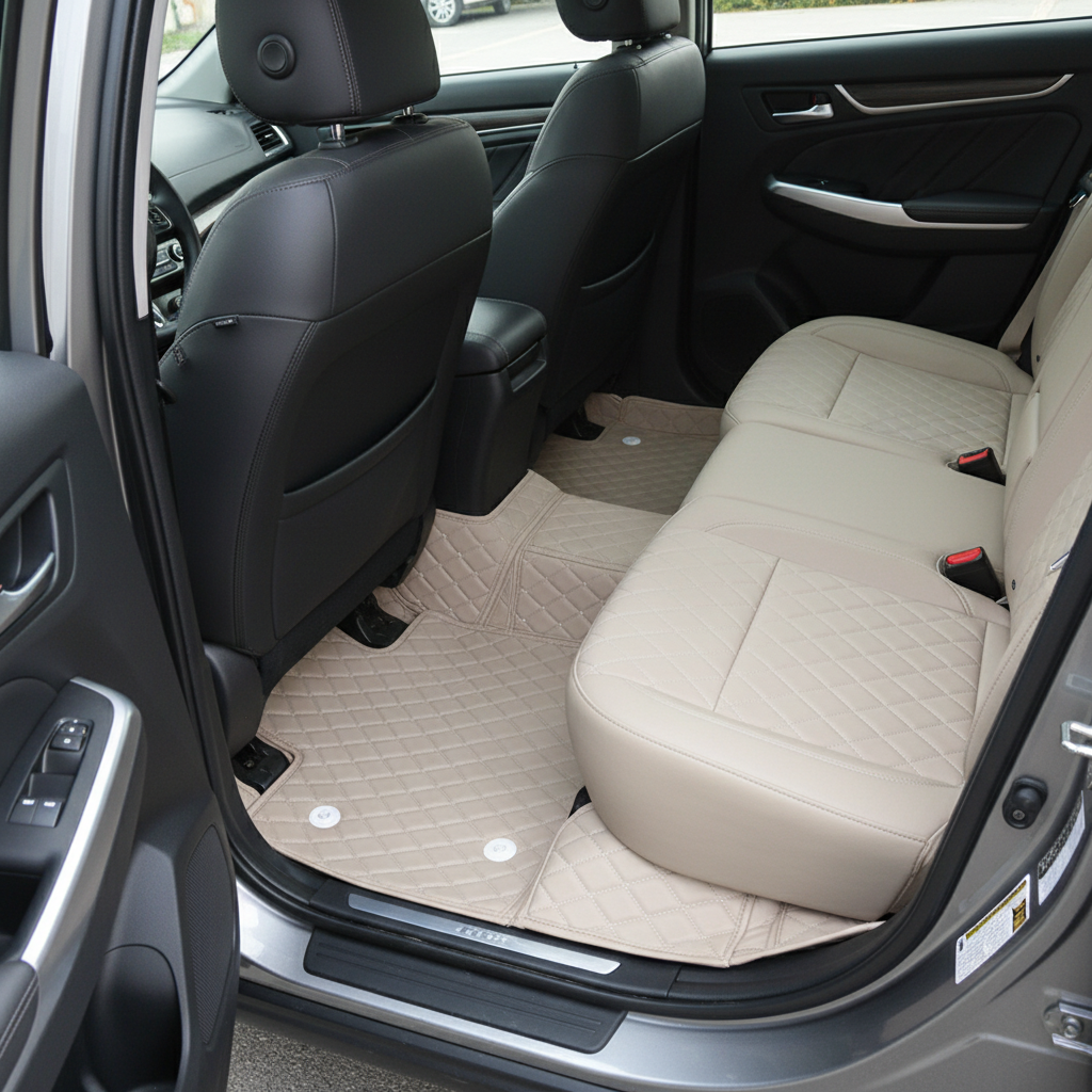 DFSK Glory 580 9D Floor Mats Beige With Beige Grass 5 Pcs 2020 - 2025 - Mix Thread