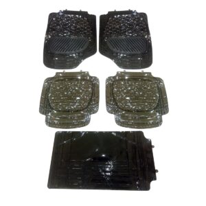 Crystal Universal Silicone Floor Mats Black Taiwan Mix Design 5 Pcs – |Rubber Floor Mats | Car Mats | Vehicle Mats | Foot Mat For Car