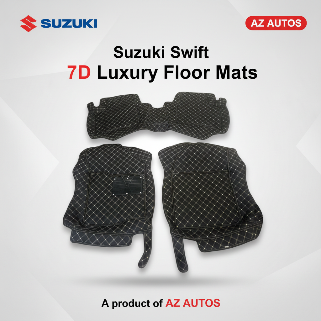 Suzuki Swift 7D Floor Mats - Black - 3 Pcs Set - Model 2022-2025