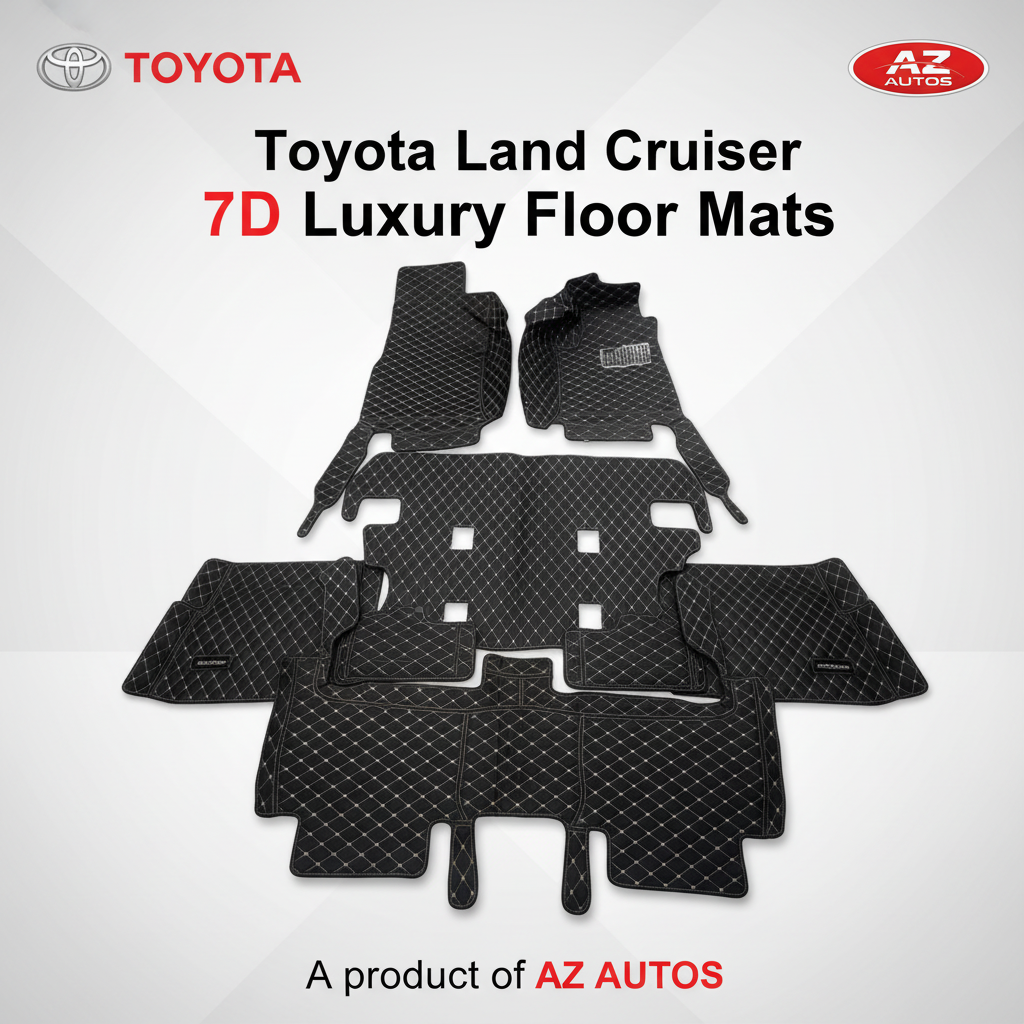 Toyota Land Cruiser 7D Floor Mats - Black - 4 Pcs - Model 2015-2021