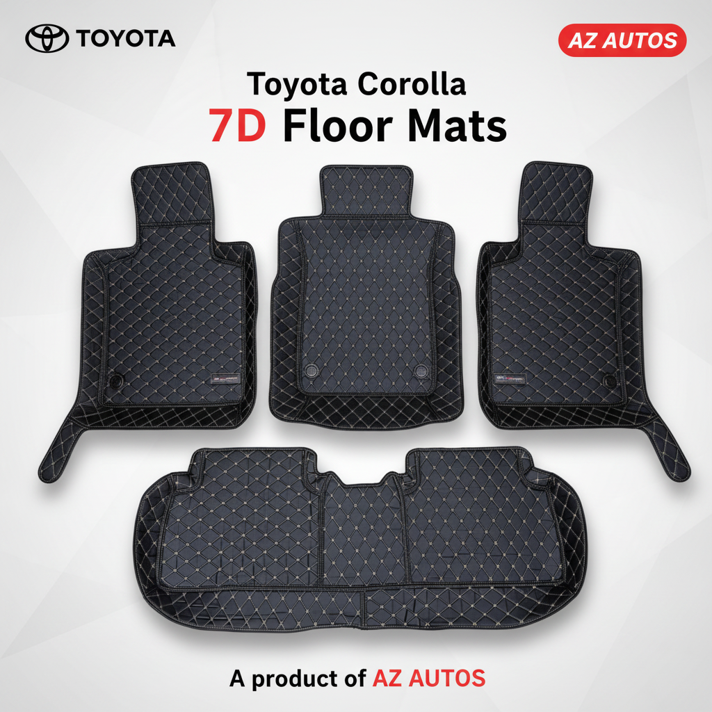 Toyota Corolla Cross 7D Floor Mats - Black - 3 Pcs 2020-2025