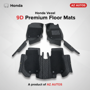 Honda Vezel 9D Floor Mats Mix Thread 3 Pcs – Model 2013-2018 – Black With Black Grass