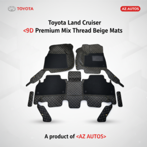 Toyota Land Cruiser 9D Floor Mats Mix Thread Grass 3 Pcs 2015-2021 – Black with Black