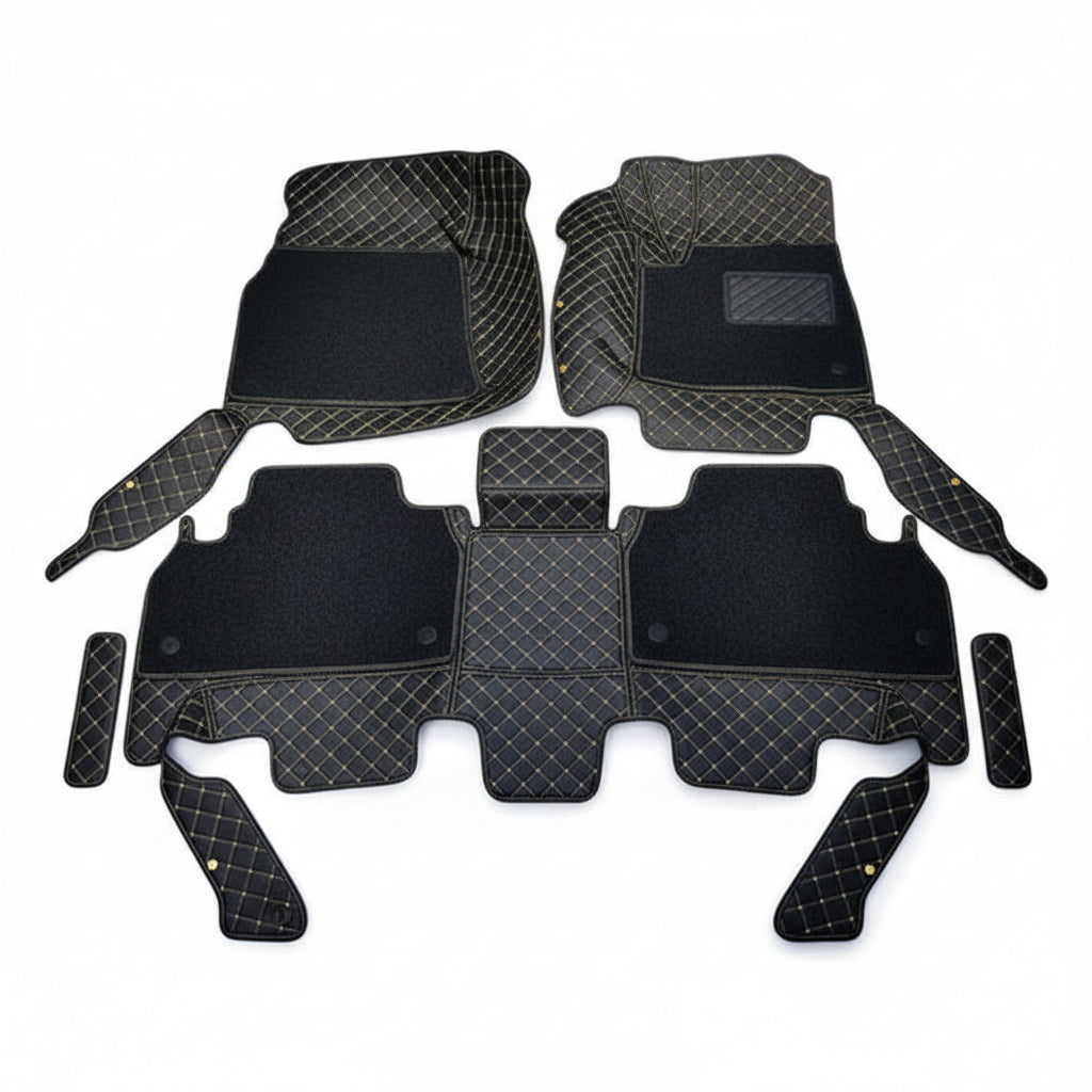 Toyota Land Cruiser 9D Floor Mats Mix Thread Grass 3 Pcs 2015-2021 - Black with Black