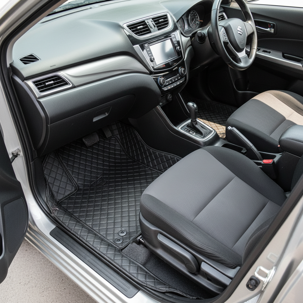 Suzuki Ciaz 7D Floor Mats - Black - 3 Pcs Set - Model 2017-2021