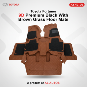 Toyota Fortuner 9D Floor Mats Mix Thread 4PC – Model 2016-2021 – Brown With Black Grass