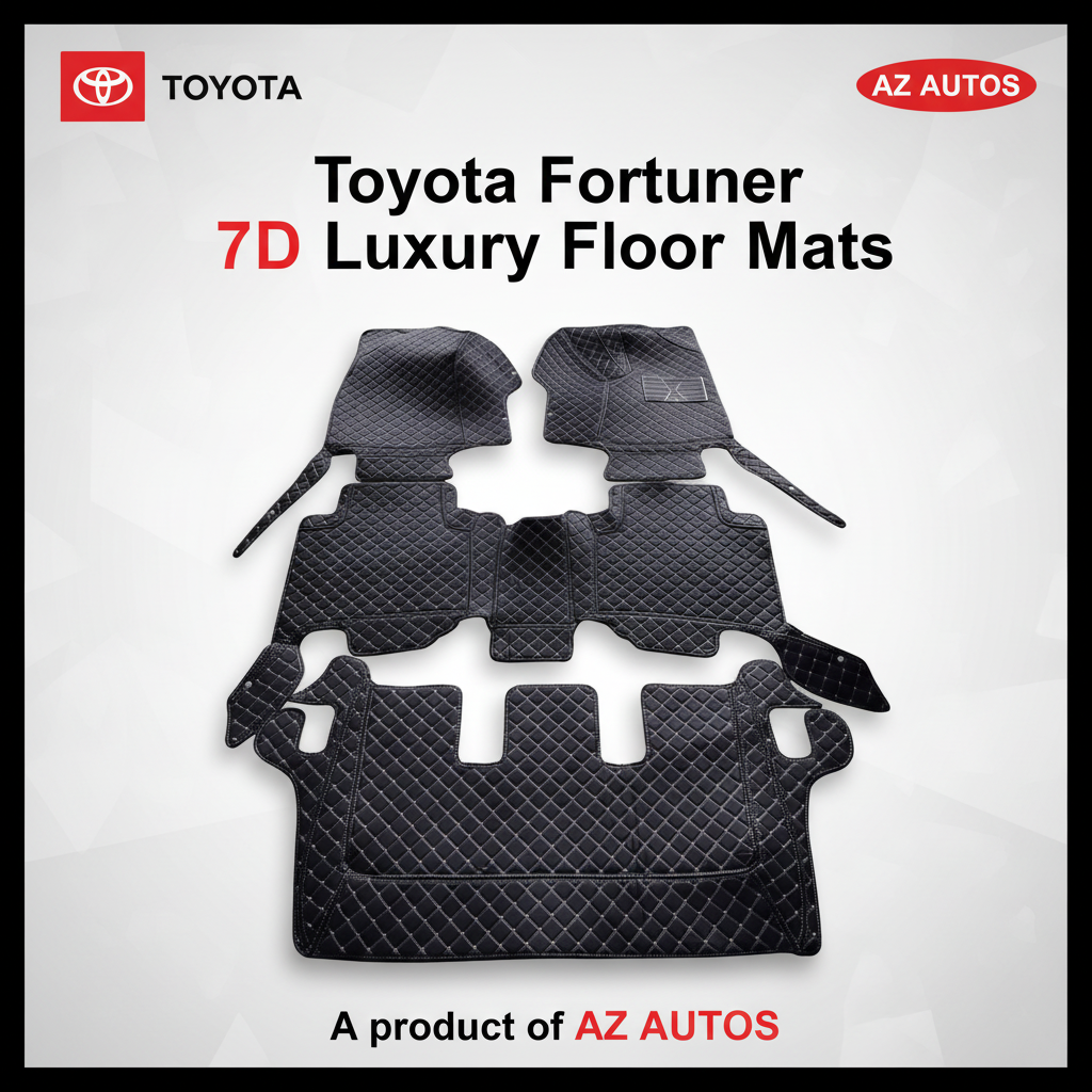 Toyota Fortuner 7D Floor Mats - Black - 4 Pcs Set - Model 2016-2022