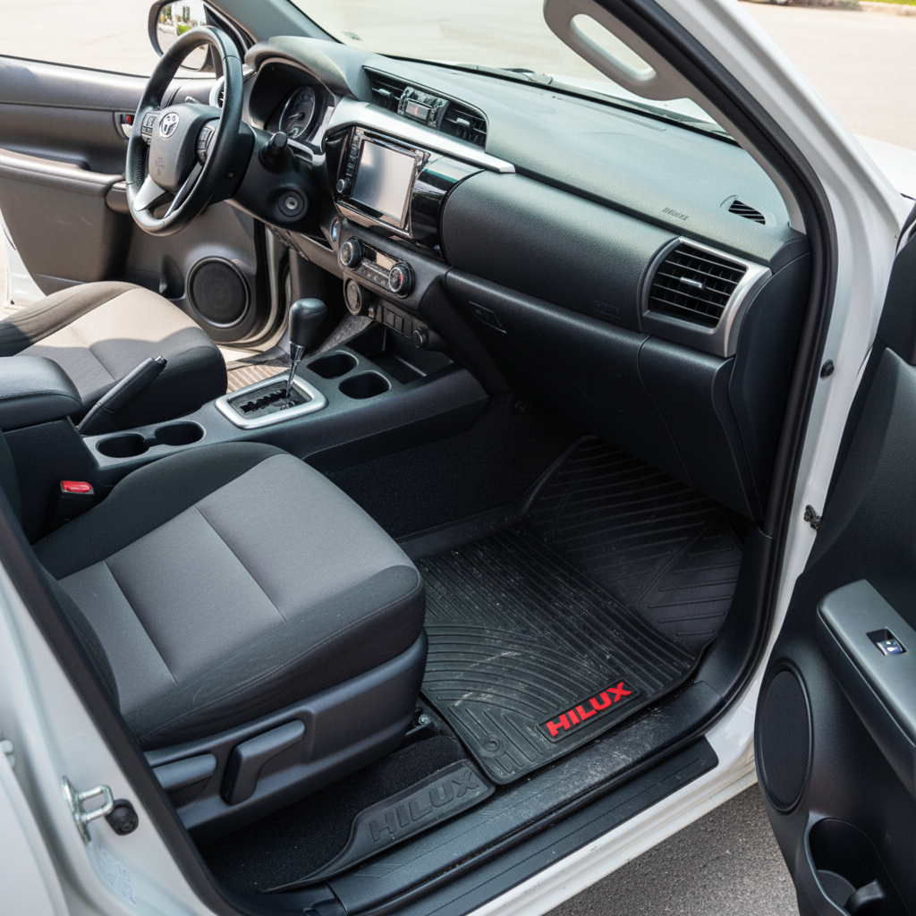 Toyota Hilux Vigo Custom Fit PVC Rubber Floor Mat Black 3 Pcs