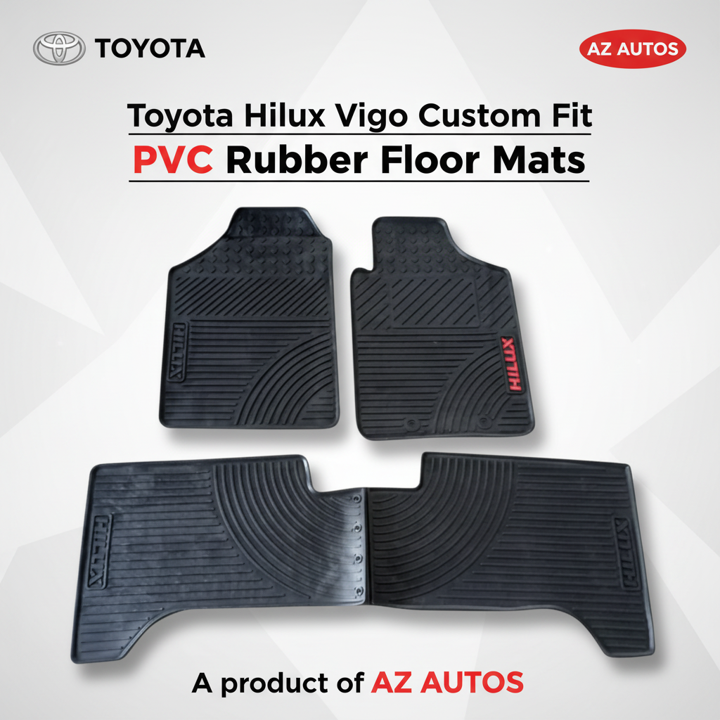 Toyota Hilux Vigo Custom Fit PVC Rubber Floor Mat Black 3 Pcs