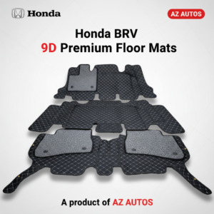 Honda BRV 9D Floor Mats Mix Thread 4 Pcs- Model 2017-2022 – Black With Gray Grass