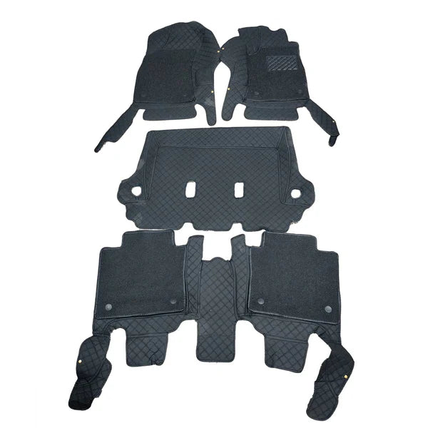 Toyota Fortuner 9D Floor Mats Mix Thread Black 4 Pcs - With Black Grass 2016-2021