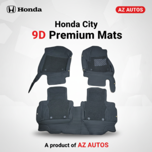 Honda City 9D Lining Floor Mats Mix Thread Grass 3 Pcs 2021 – 2025 – Black With Black