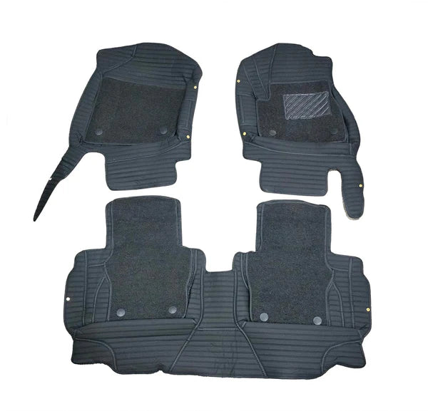 Honda City 9D Lining Floor Mats Mix Thread Grass 3 Pcs 2021 - 2025 - Black With Black