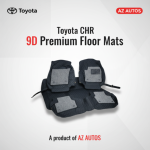 Toyota CHR 9D Floor Mats Mix Thread Black with Grey Grass 2017-2021 – – Multi Color Thread – 3 Pcs