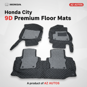 Honda City 9D Floor Mats Mix Thread Grass 2021-2022 – Black With Grey