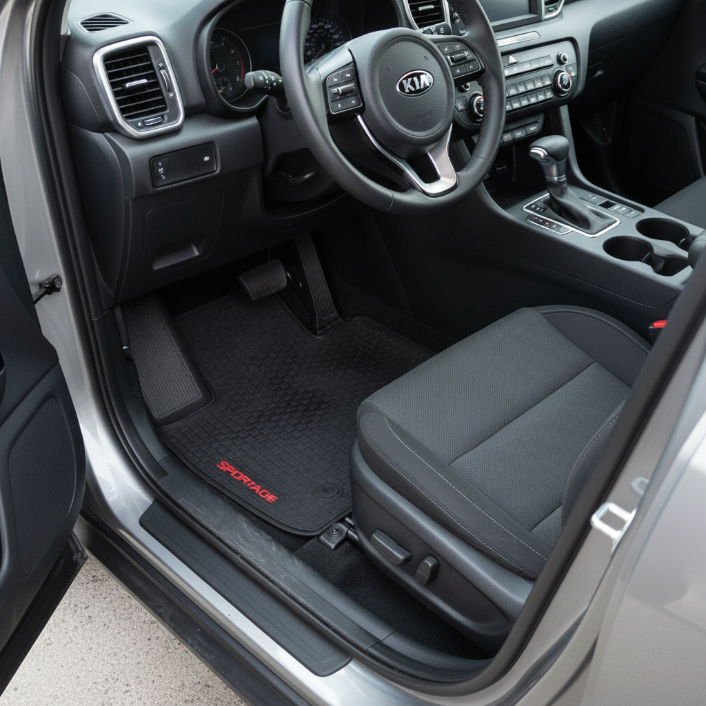 KIA Sportage Custom Fit PVC Rubber Floor Mat 3 Pcs 2019-2021 - - Black Mix Design