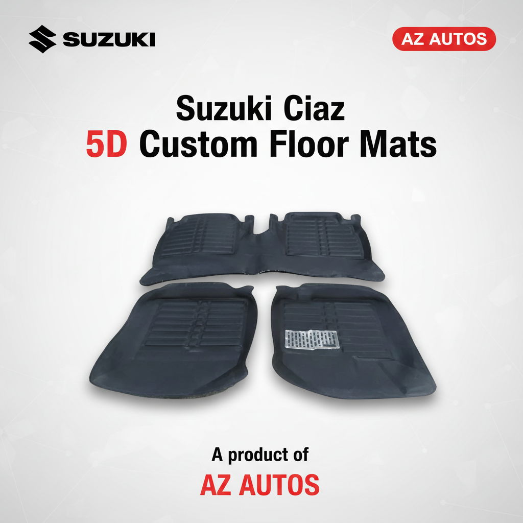 Used Suzuki Ciaz 5D Custom Floor Mat Black 3 PCS - Model 2017-2021