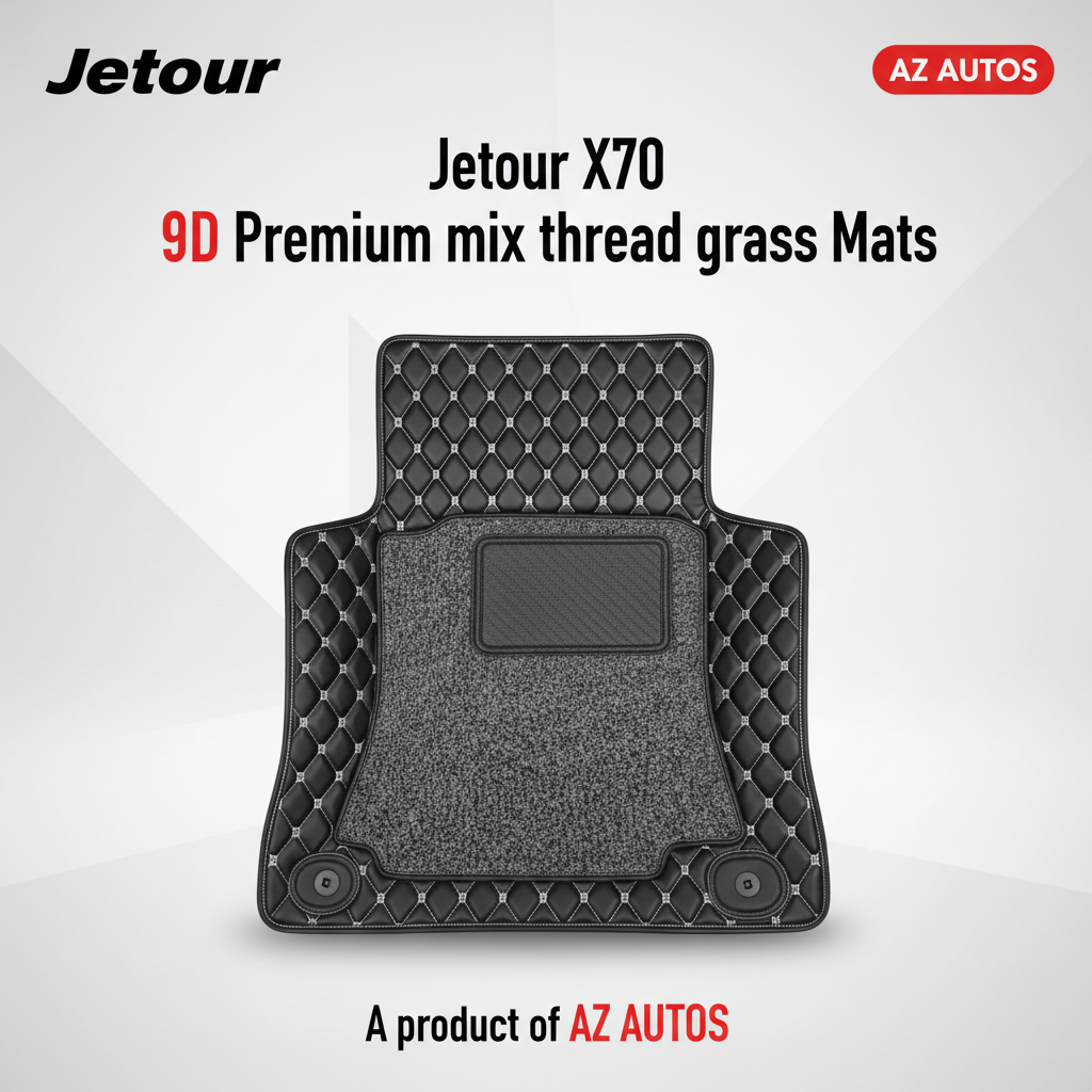 Jetour X70 Plus 9D Floor Mats - Black With Black Grass 2025 - 4 Pcs Set