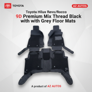 Toyota Hilux Revo/Rocco 9D Floor Mats Mix Thread 3 Pcs – Black With Grey Grass