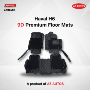 Haval H6 9D Floor Mats With Mix Thread 3 Pcs 2021-2024 – Black With Black Grass