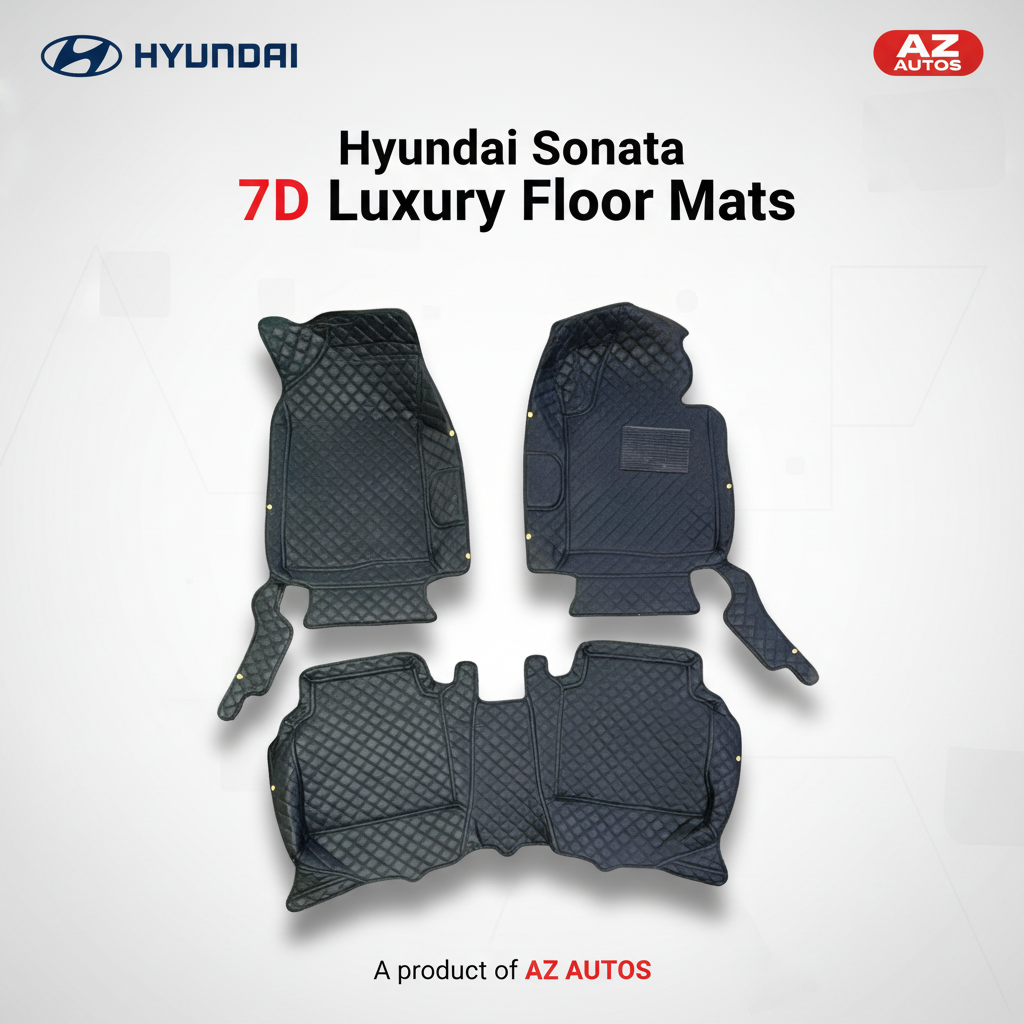 Hyundai Sonata 7D Floor Mats Black - 2020-2025 - 3 Pcs Set