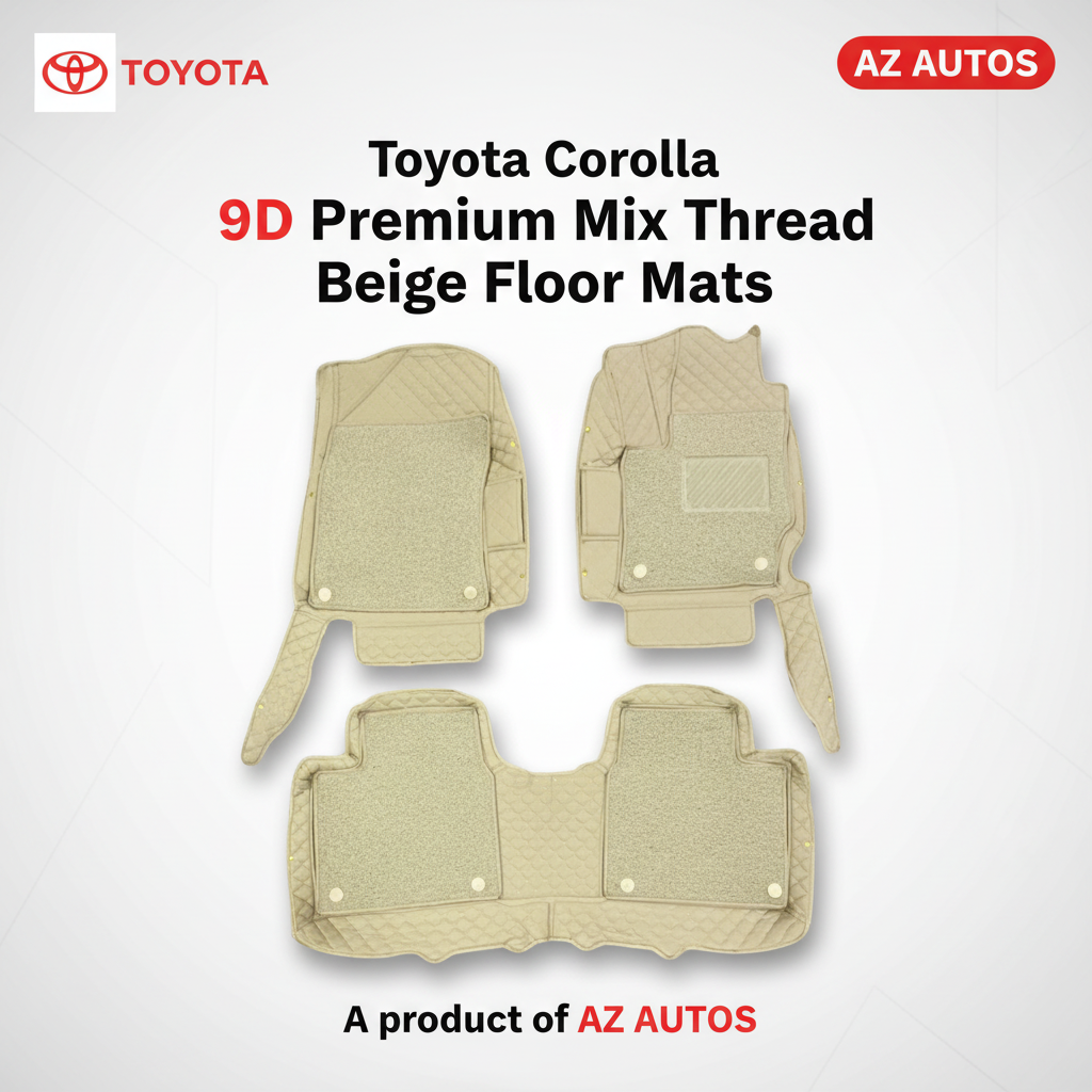 Toyota Corolla 9D Floor Mat Mix Thread Beige Grass 2014-2022 - 3 Pcs