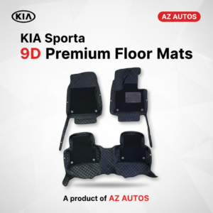 KIA Sportage 9D Floor Mats Mix Thread Grass 3 Pcs – Model 2019-2021 – Black With Black