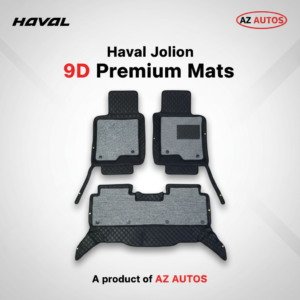 Haval Jolion 9D Floor Mats Mix Thread Grass 3 Pcs – Model 2021-2024 – Black With Grey