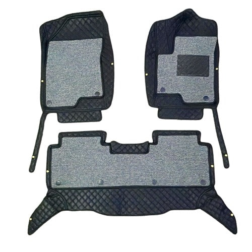 Hyundai Tucson 9D Floor Mats Mix Thread Grass 3 Pcs - Model 2020-2024 - Black With Grey