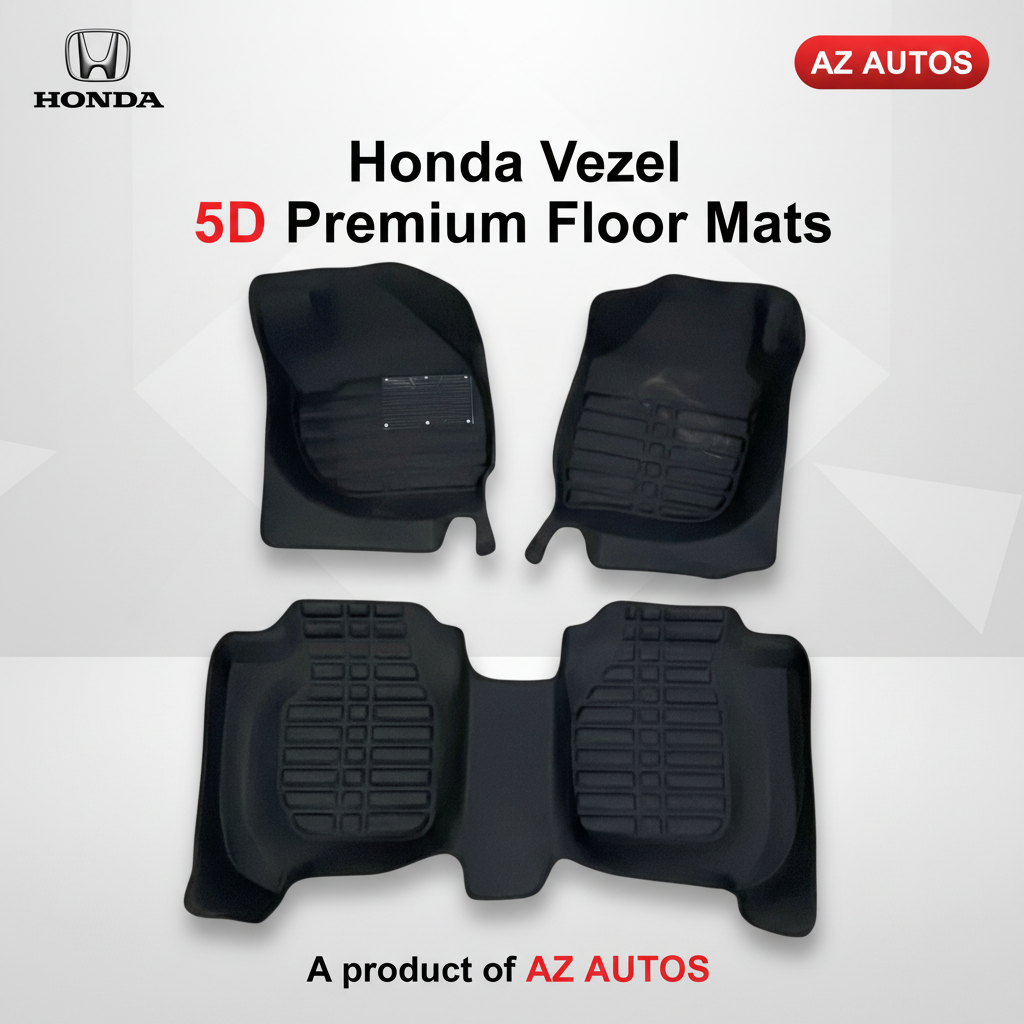 Honda Vezel 5D Custom Floor Mat Black 3 Pcs - Model 2013-2021