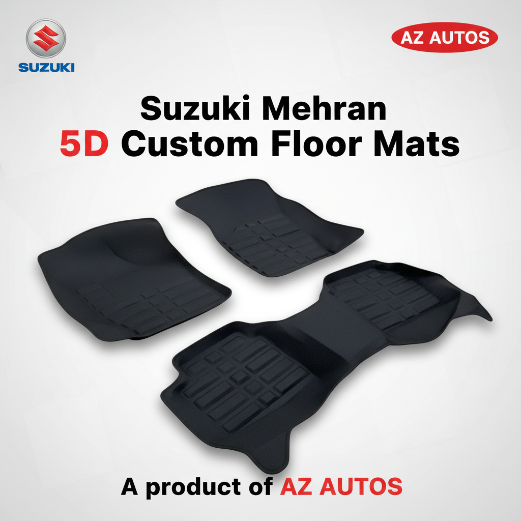 Suzuki Mehran 5D Custom Floor Mat Black 3 Pcs - Model 2012-2017