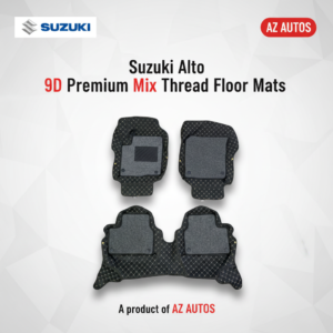 Suzuki Alto 9D Floor Mats Mix Thread – Model 2019-2022 – Black With Grey Grass