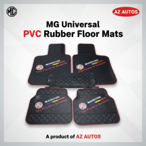 MG Universal PVC Rubber Floor Mat Black Red Mix Design 5 Pcs – Rubber Floor Mats – Car Mats – Foot Mat For Car