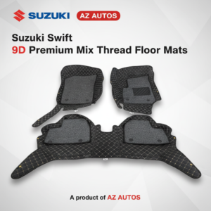 Suzuki Swift 9D Floor Mats Mix Thread 2022-2023 – Black With Grey Grass