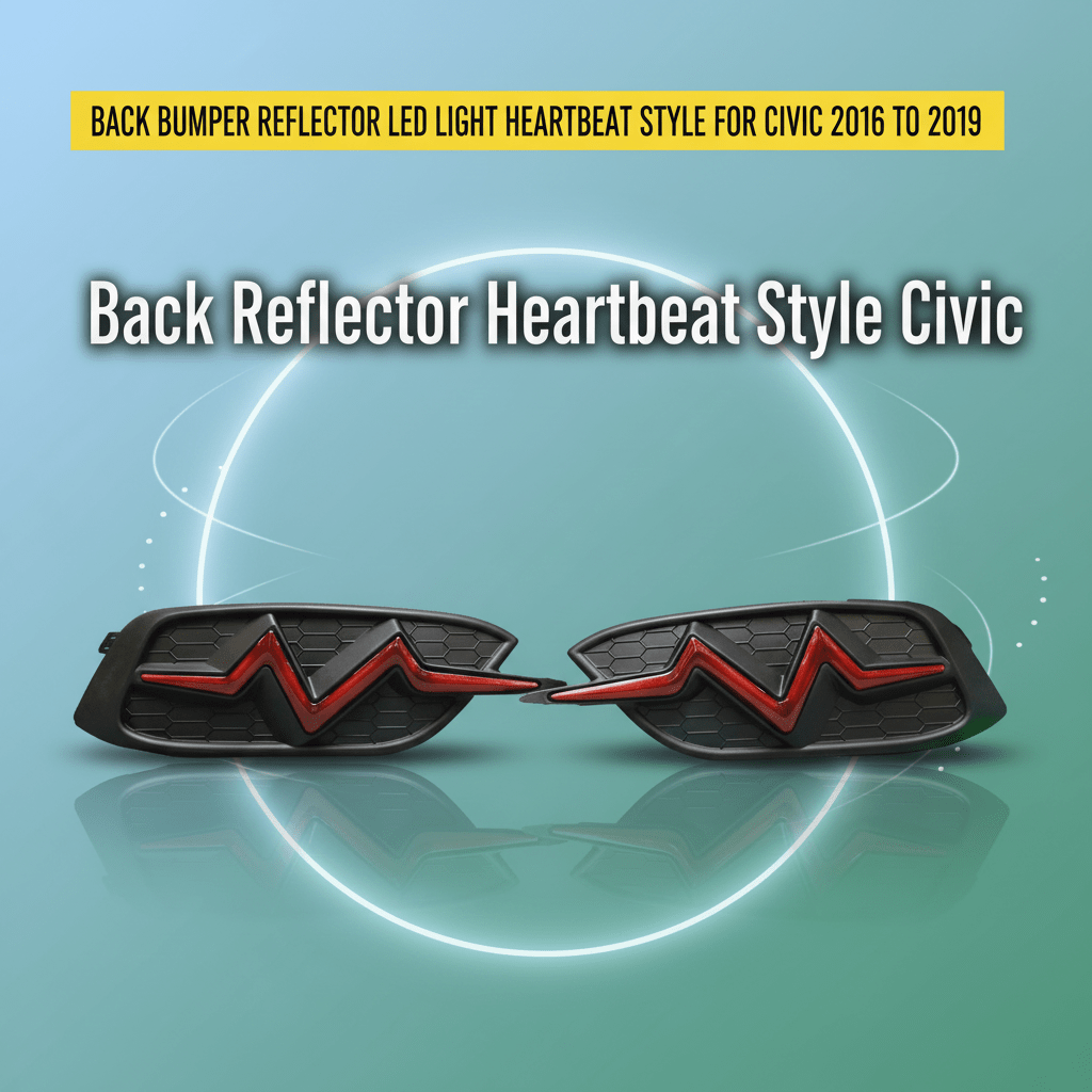Back Bumper Reflector Led Light Heartbeat Style for Civic 2016 to 2019