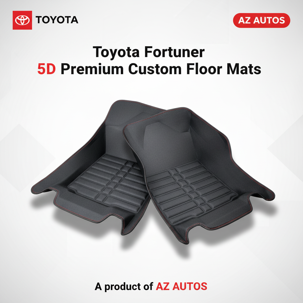 Toyota Fortuner 5D Custom Floor Mat Black 3 Pcs- Model 2016-2021