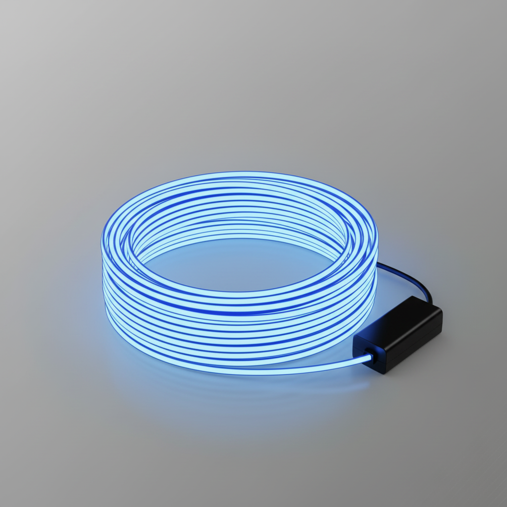 Maximus EL Glow Wire Interior Dashboard LED Light 2Meters 6ft Ice Blue - LED Neon Glow EL Wire Ambient Light Rope