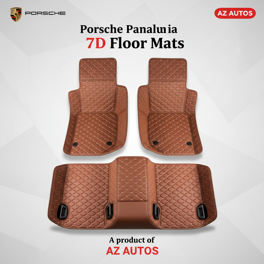 Porsche Panamera 7D Floor Mats - Brown - 3 Pcs Set - Model 2010-2018
