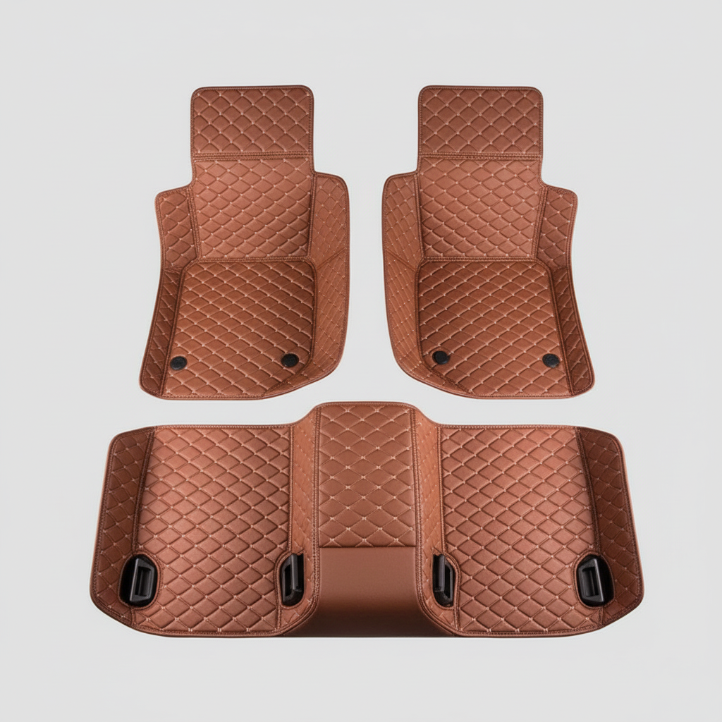 Porsche Panamera 7D Floor Mats - Brown - 3 Pcs Set - Model 2010-2018