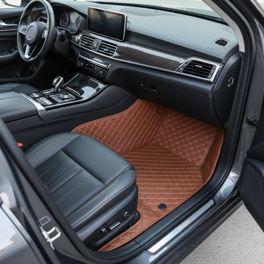 Porsche Panamera 7D Floor Mats - Brown - 3 Pcs Set - Model 2010-2018