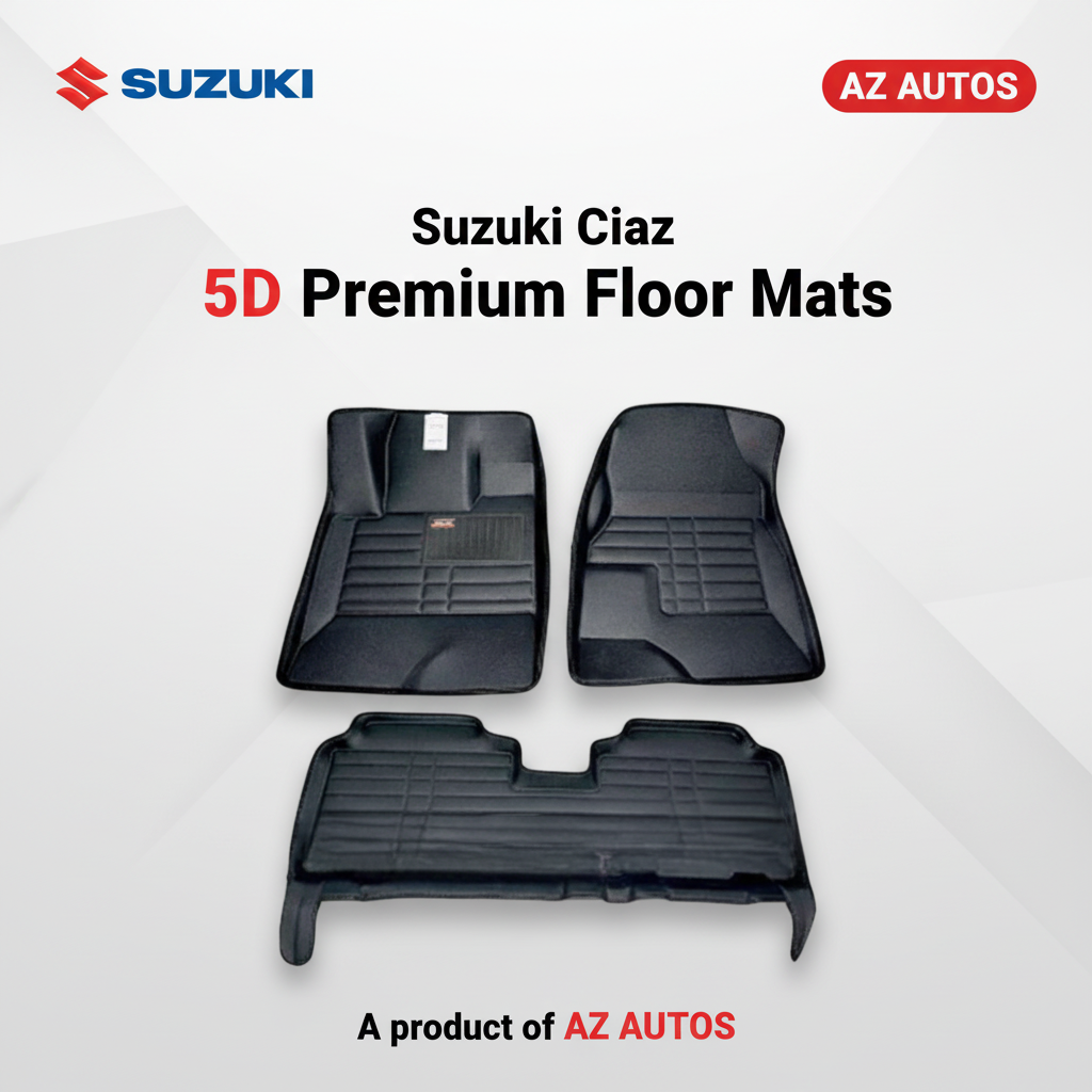 Suzuki Ciaz 5D Custom Floor Mat Black 3 Pcs - Model 2017-2021