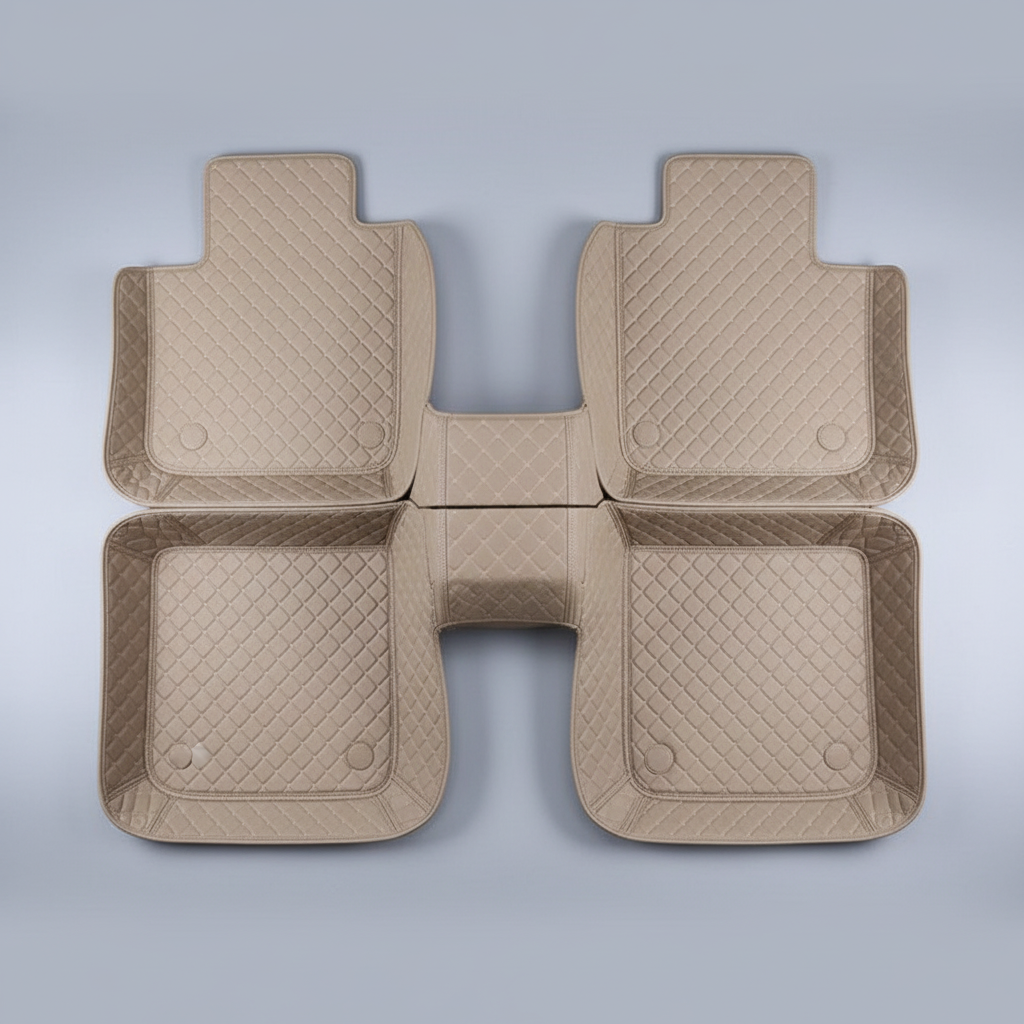 Toyota Prado 7D Stitched Floor Mats - Beige - 7 Pcs Set 2009-2022