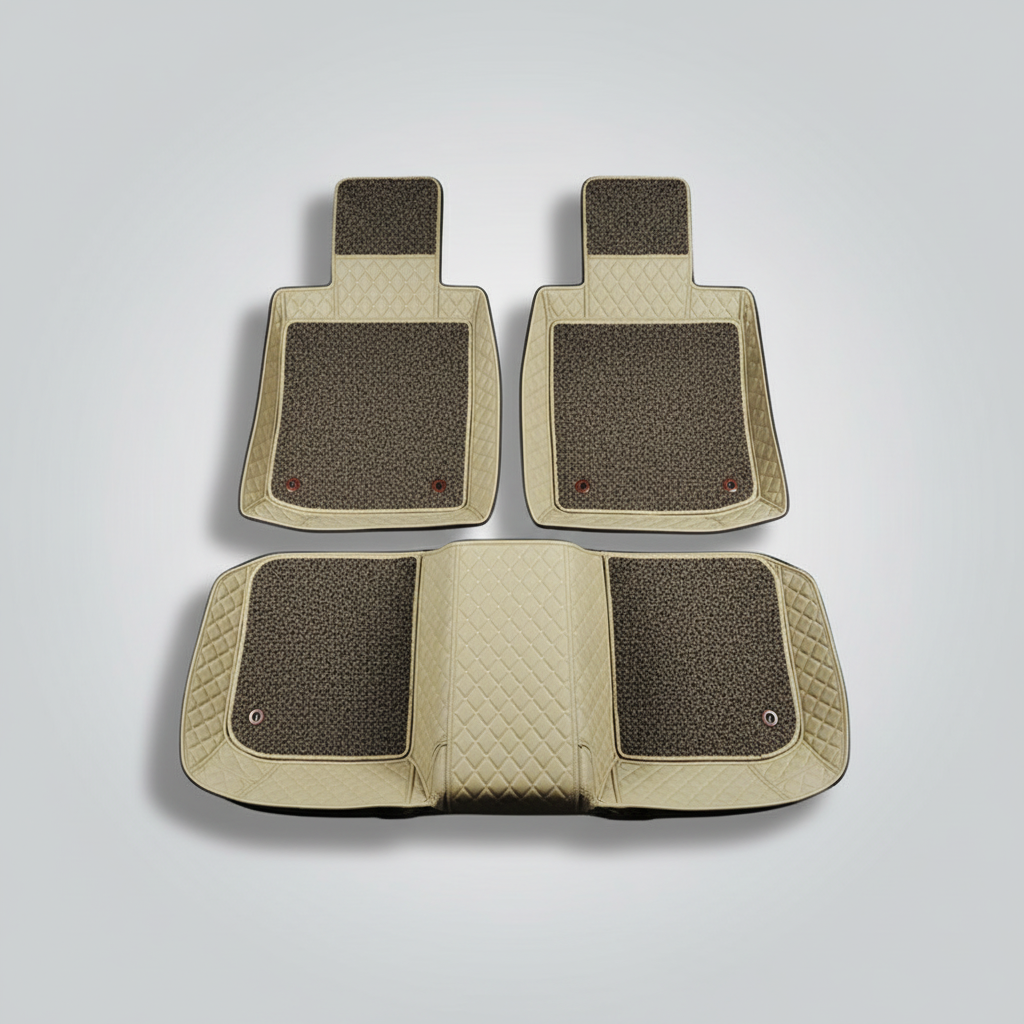 Audi A6 9D Luxury Floor Mats Mix Thread Coffee 3 Pcs - Model 2011-2018 2011 - 2021