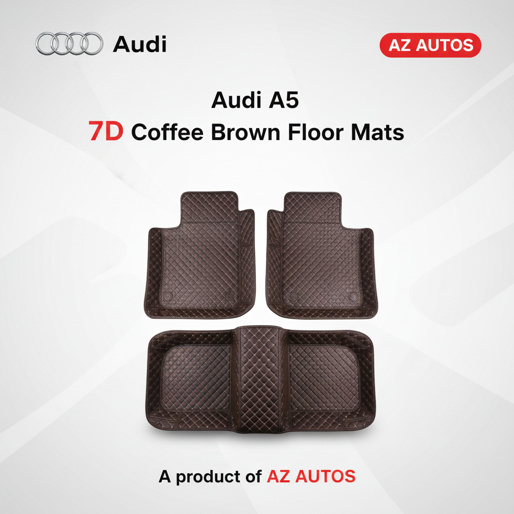 Audi A5 7D Luxury Floor Mats - Coffee - 3 Pcs Set - Model 2017-2018